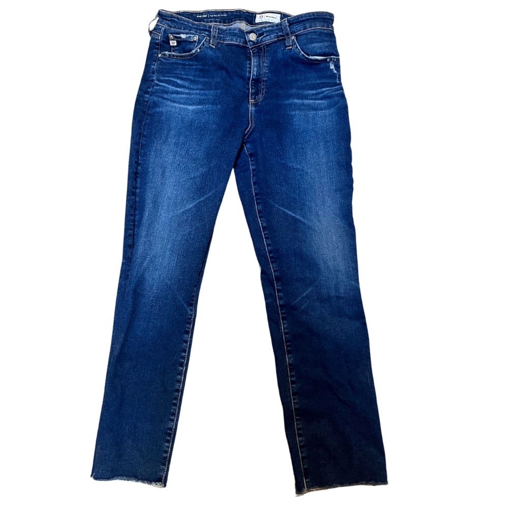 AG Adriano Goldschmied Blue Mari Crop High Rise Slim Straight Jeans sz 32